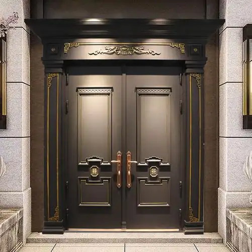 工程制作庭院别墅真铜大门防盗花式铜门大门农村别墅进户双开大门