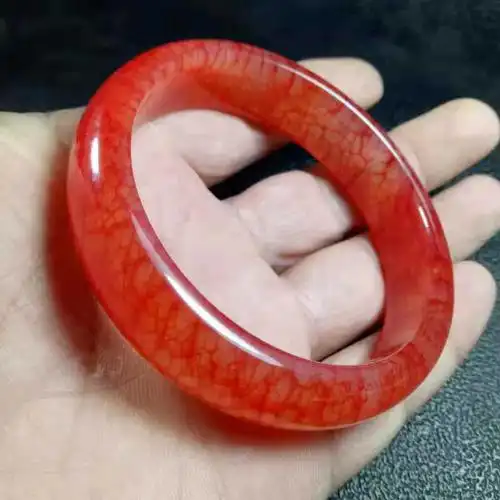 厂价特惠精品东北岫玉镯子鸡血玉手镯 冰莹时尚岫玉手镯