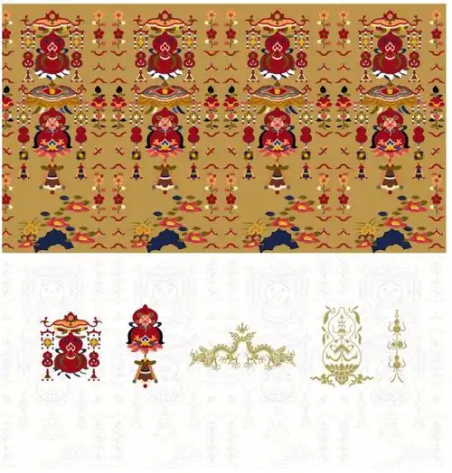 "福禄"纹,是中国古老的吉祥符号多与其他纹样组合使用#中国传统图案