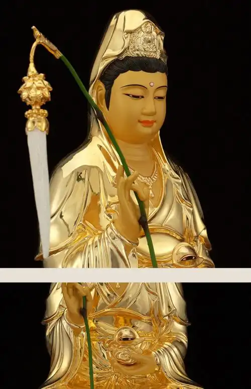 眼光娘娘神像纯铜鎏金道教眼光奶奶明目元君眼王圣母家居桌面摆件 40