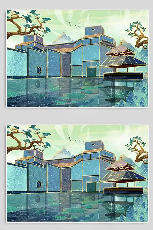 苏州博物馆苏州城市地标建筑插画