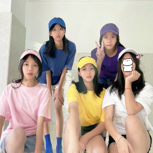 四人闺蜜装套装糖果色t恤炸街纯棉短袖甜酷姐妹装伴娘服平时可穿