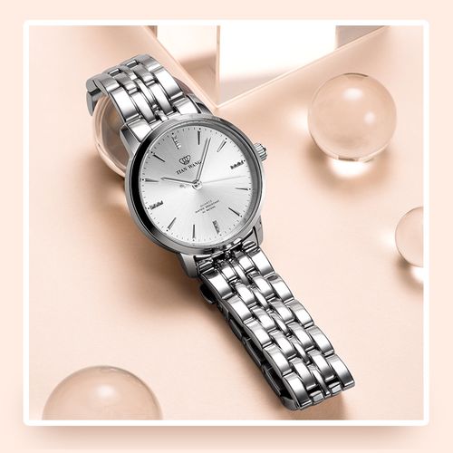 天王表女品牌正品石英表钢带防水手表ins时尚国产腕表