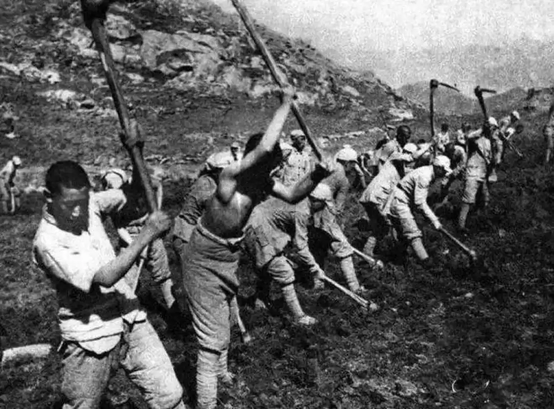 图为陕甘宁边区的大生产运动