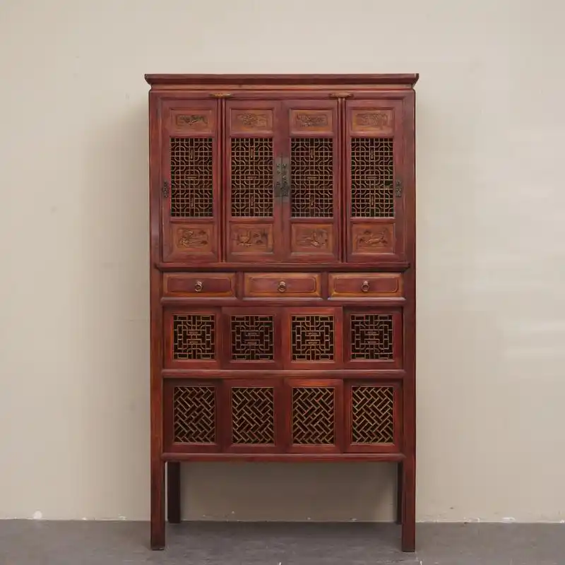 晚清楸木老茶柜老碗柜老橱柜古董老家具收藏 清晚期的老老橱柜 雕工