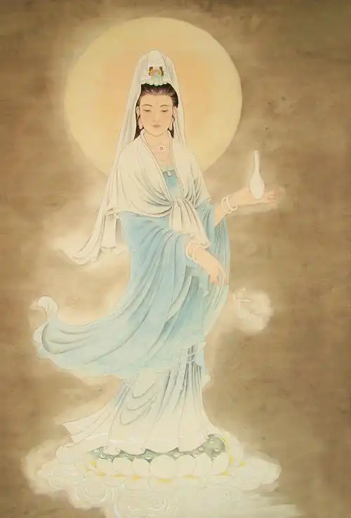 南海白衣杨柳送子观音大士净瓶施观世音菩萨画像卷轴挂画图 观音 成品