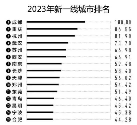 中国新一线城市排名杭州第3南京第7东莞青岛无缘前10