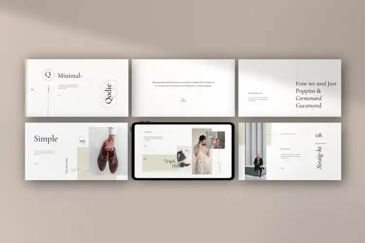 极简主义摄影作品集幻灯片图文排版设计模板 qodie – minimal