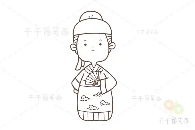 唐朝圆领袍男q版_古风人物简笔画