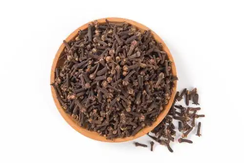 白底上的中药材干燥的丁香