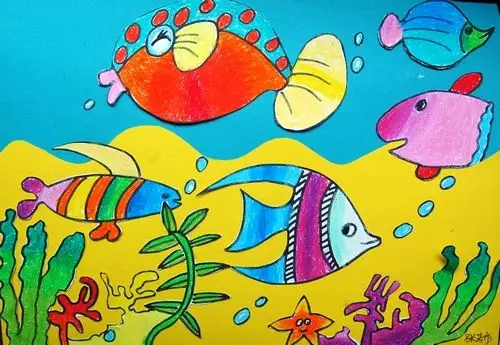 少儿书画作品-海底世界/儿童书画作品海底世界欣赏_中国少儿美术教育
