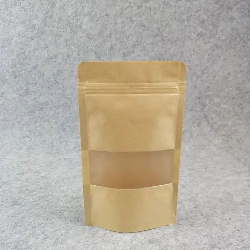 坚果类食品_12*20黄牛皮纸自立自封袋开窗袋坚果食品包装袋干果类密封