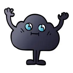 卡通涂鸦黑云字符照片