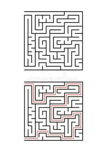 一正方形迷宫为孩子们.简单的平的矢量说明弧点元照片
