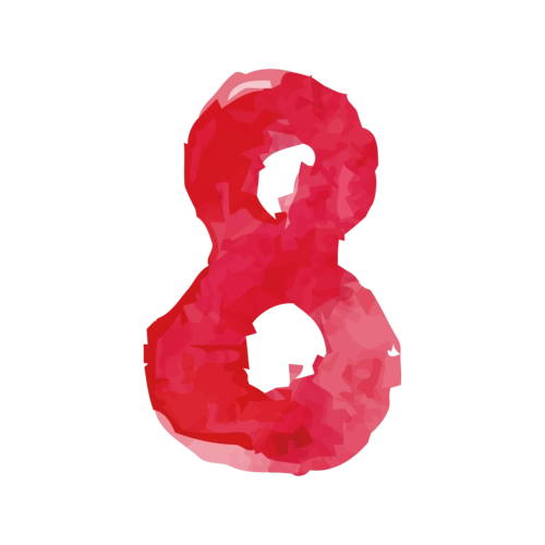 红色水彩数字字体8