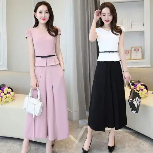 两件套2018_2018夏装新款女装韩版小香风时髦套装洋气阔腿裤夏天时尚