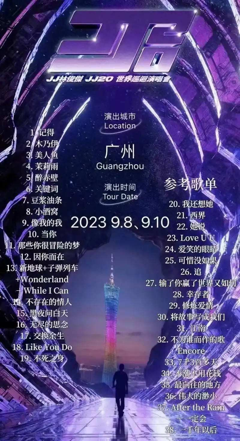 林俊杰 广州.9.8—9.10参考歌单出来咯#歌单分享 #林 - 抖音