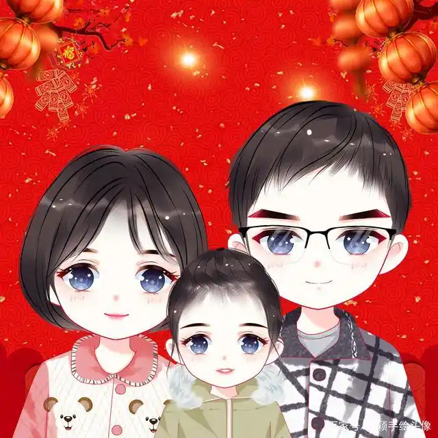 幸福藏在头像里,三口之家,四口之家全家福头像