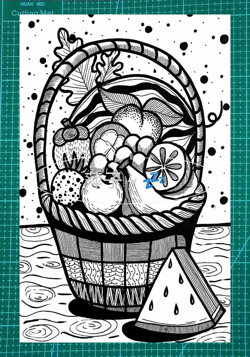 线描装饰画 #创意美术 #线描画  - 抖音