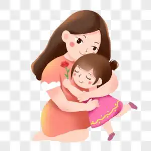 怀抱自己的母亲形象写实手绘高清图片放学后的孩子跑向妈妈的怀抱高清