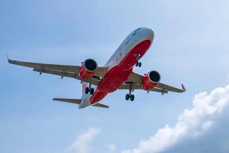 飞机降落一架客机从海面上飞过来,下降高度,调整速度,修正角度,最后在