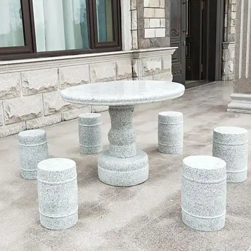 天然花岗岩大理石户外石桌石凳庭院花园家用一套石头桌子石凳子