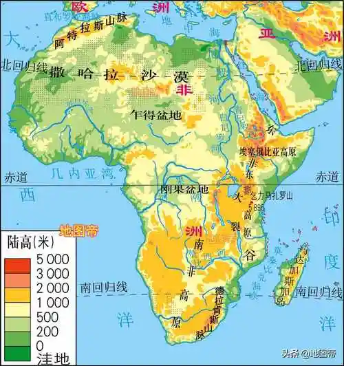 世界七大洲地形图(12图)