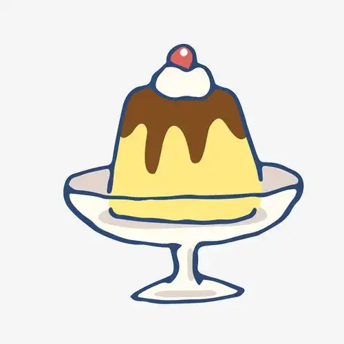 手绘布丁免抠素材