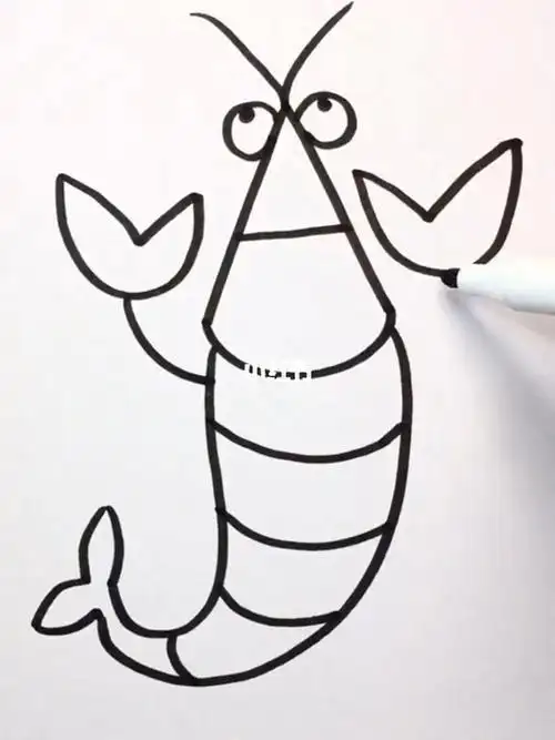 大龙虾简笔画教程来了#零基础学画画  #儿童简笔画  #简笔画  #画个简