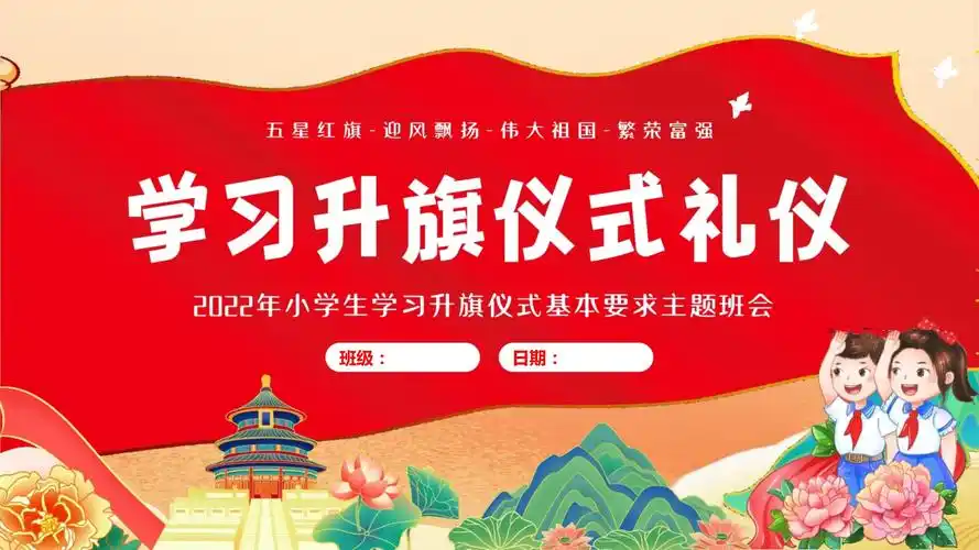 2022小学生学习升旗仪式基本要求主题班会ppt集会礼仪课件_第1页