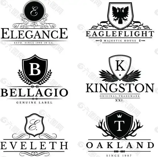 盾牌复古文字logo设计矢量素材