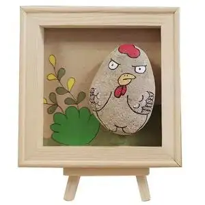 儿童手工创意粘贴x环创鹅卵石丙烯石头画幼儿园卡通拼画框艺术成