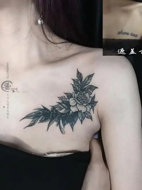 束素花,遮盖_纹身图案手稿图片_老鬼的纹身作品集