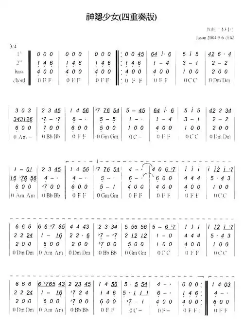 千与千寻片尾曲简谱1