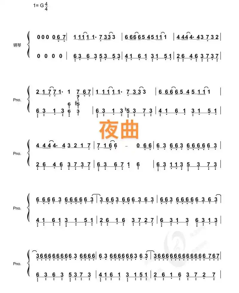 夜曲简谱来咯～#钢琴谱 #简谱 #夜曲 - 抖音