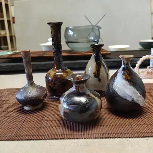 花瓶朽木齐物手工陶瓷自制创意桌面小号台面花瓶