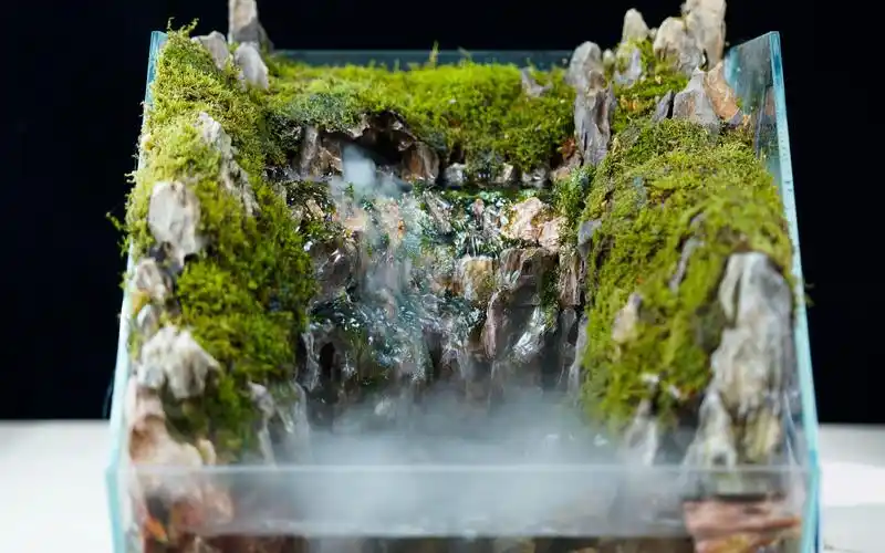 小缸山脉瀑布的制作,水陆缸苔藓瀑布的极简共生_哔哩哔哩_bilibili