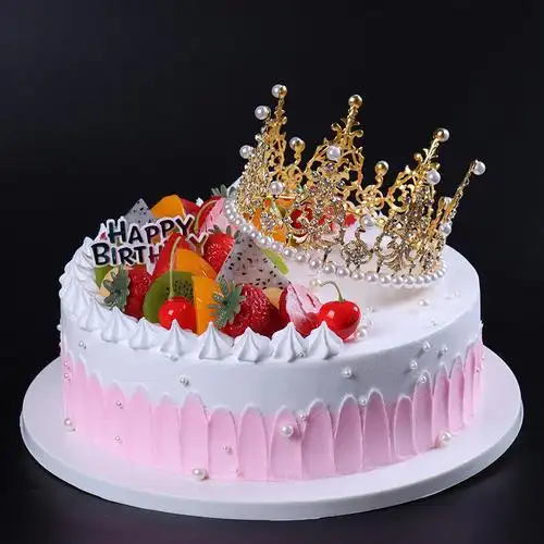 蛋糕模型仿真皇冠女王生日蛋糕珍珠欧式摆设塑胶仿真水果