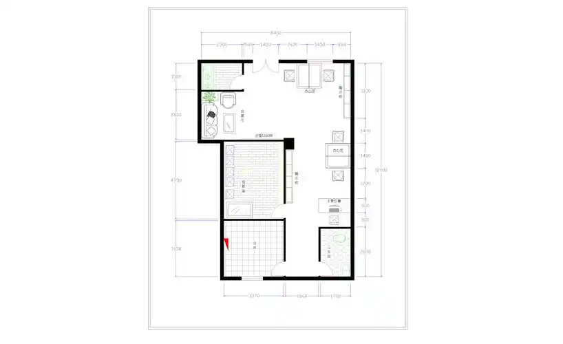90平米底商室内空间平面图设计