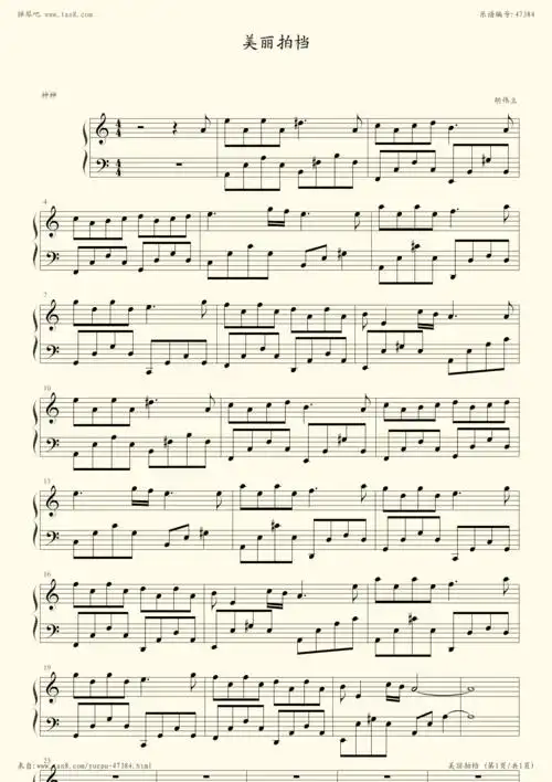 钢琴谱:美丽拍档