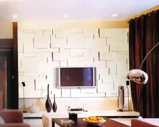 客厅bobu波布电视背景墙装修效果图 旧房改装客厅立体波布魔块电视