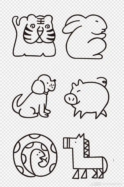 线条画剪影动物素材素材