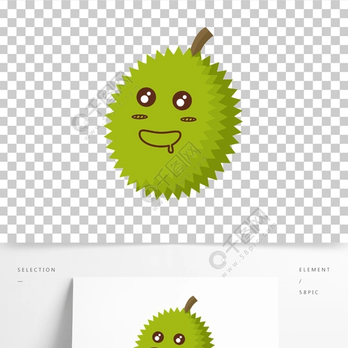 矢量榴莲卡通表情包水果简笔画
