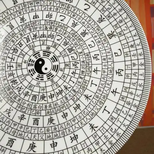 景德镇陶瓷五行八卦图摆件装饰座盘挂盘客厅门挂装饰品 五行八卦盘