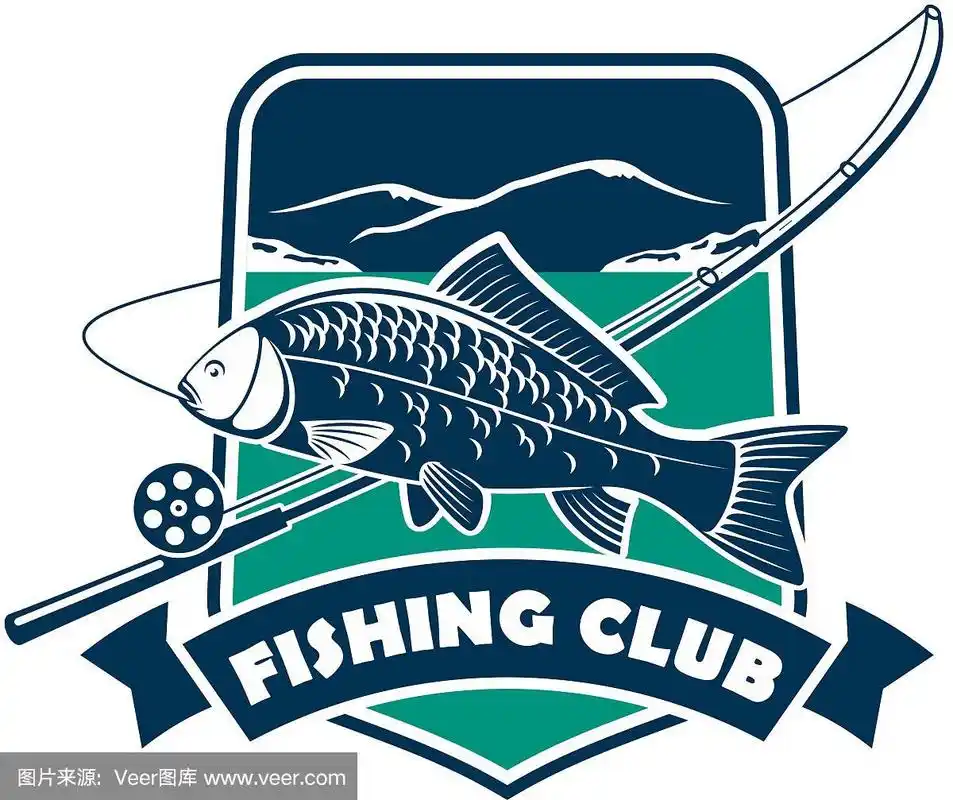 垂钓俱乐部标志,钓鱼者运动