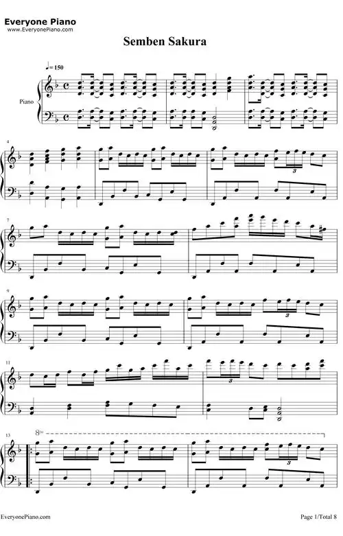 千本樱-初音未来五线谱预览1