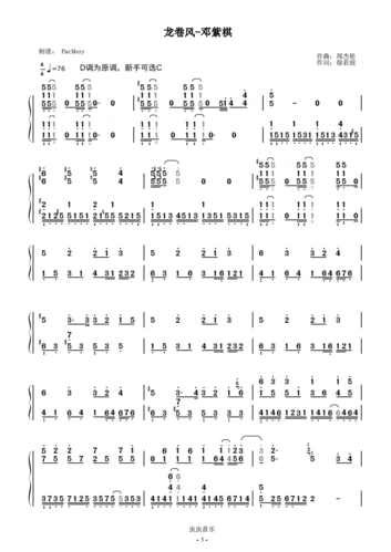 龙卷风【双手简谱】g.e.m.邓紫棋 周杰伦钢琴谱-pachboy-虫虫钢琴