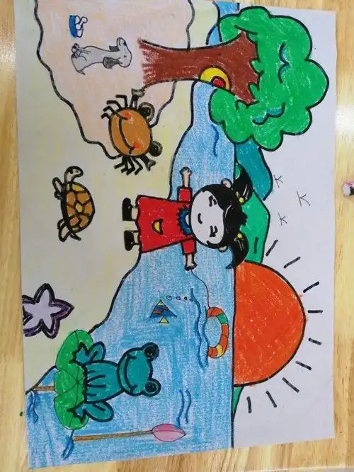 绘画《夏日海滩》.