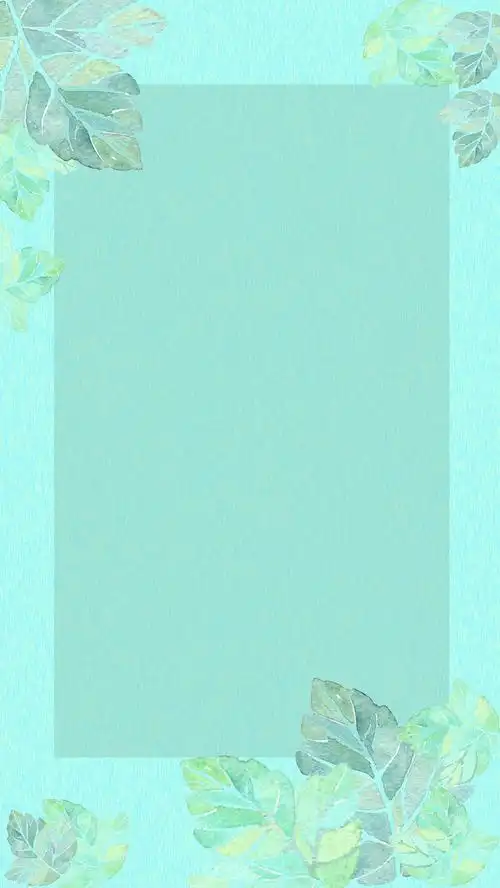 树叶水彩蓝绿色小清新h5背景