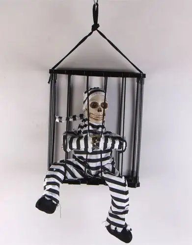 万圣节鬼屋恐怖道具整蛊玩具红外感应发光发声牢笼死囚犯监狱吊鬼